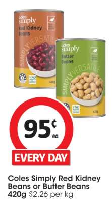 Coles Simply Red Kidney Beans or Butter Beans