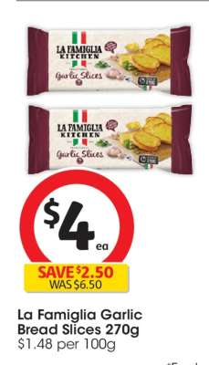 La Famiglia Garlic Bread Slices 270g