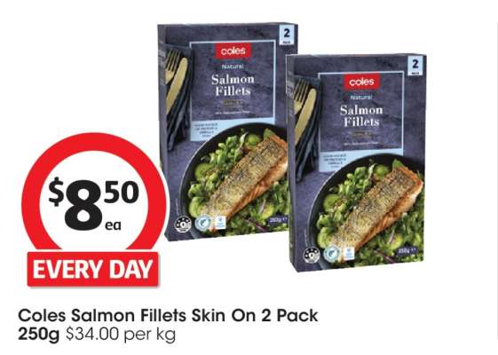 Coles Salmon Fillets Skin On 2 Pack