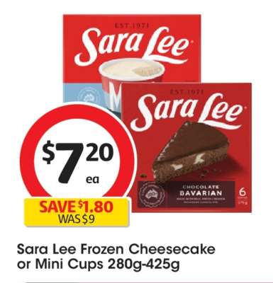 Sara Lee Frozen Cheesecake or Mini Cups 280g-425g