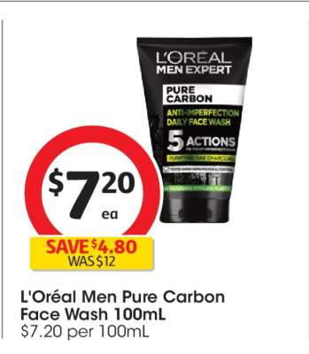 L'Oréal Men Pure Carbon Face Wash 100mL