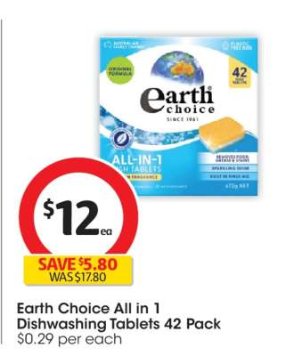 Earth Choice All In 1 Dishwashing Tablets 42 Pack