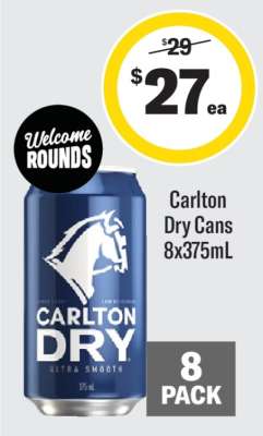 Carlton Dry Cans 8x375mL