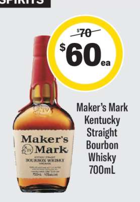 Maker's Mark Kentucky Straight Bourbon Whisky 700mL