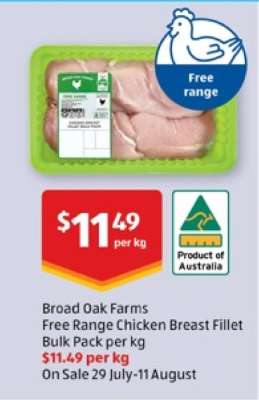Broad Oak Farms Free Range Chicken Breast Fillet Bulk Pack