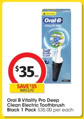 Oral B Vitality Pro Deep Clean Electric Toothbrush Black 1 Pack