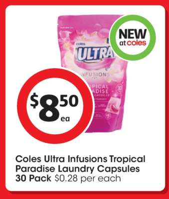 Coles Ultra Infusions Tropical Paradise Laundry Capsules