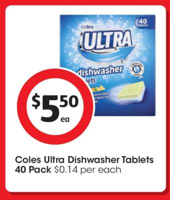 Coles Ultra Dishwasher Tablets 40 Pack