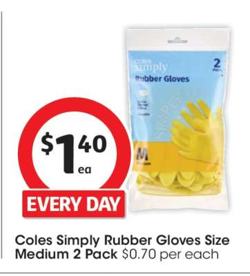 Coles Simply Rubber Gloves Size Medium 2 Pack