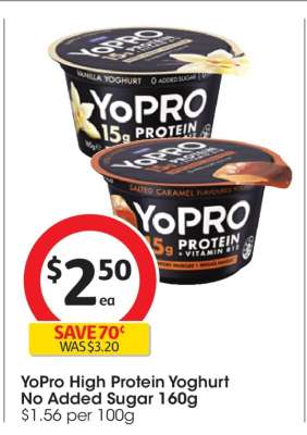 YoPro High Protein Yoghurt No Added Sugar 160g
