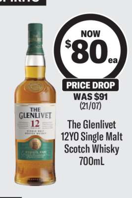 The Glenlivet 12YO Single Malt Scotch Whisky 700mL