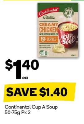 Continental Cup a Soup 50-75g Pk 2