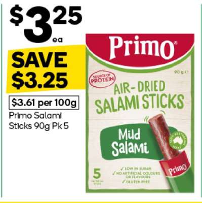 Primo Salami Sticks 90g Pk 5