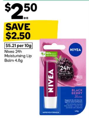 Nivea 24h Moisturising Lip Balm 4.8g