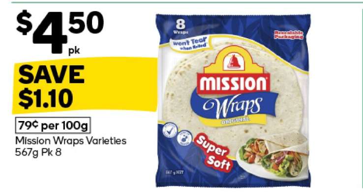 Mission Wraps Varieties 567g Pk 8