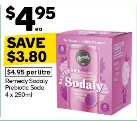 Remedy Sodaly Prebiotic Soda 4 x 250ml