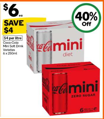 Coca-Cola Mini Soft Drink Varieties 6 x 250ml