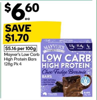 Mayver’s Low Carb High Protein Bars 128g Pk 4
