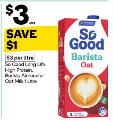 So Good Long Life High Protein, Barista Almond or Oat Milk 1 Litre