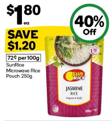 SunRice Microwave Rice Pouch 250g