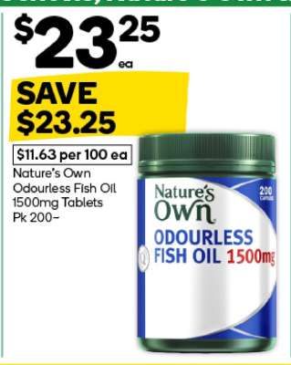 Nature's Own Odourless Fish Oil 1500mg Tablets Pk 200