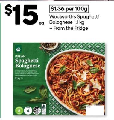 Woolworths Spaghetti Bolognese 1.1 kg