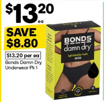 Bonds Damn Dry Underwear Pk 1