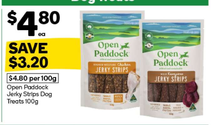 Open Paddock Jerky Strips Dog Treats 100g