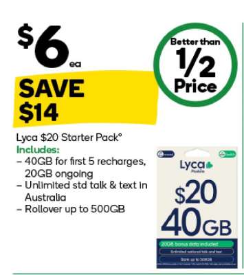 Lyca $20 Starter Pack
