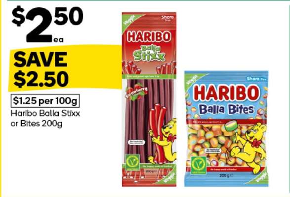 Haribo Balla Stixx or Bites 200g