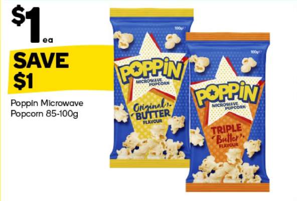 Poppin Microwave Popcorn 85-100g