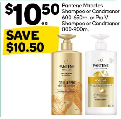Pantene Miracles Shampoo or Conditioner 600-650ml or Pro V Shampoo or Conditioner 800-900ml