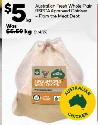 Australian Fresh Whole Plain RSPCA Approved Chicken