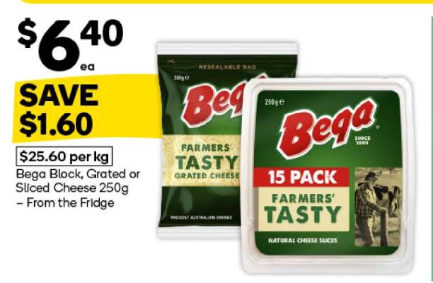 Bega Block, Grated or Sliced Cheese 250g