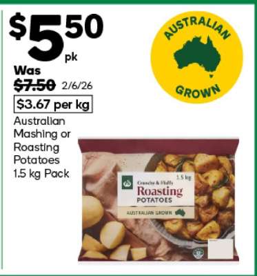 Australian Mashing or Roasting Potatoes 1.5 kg Pack