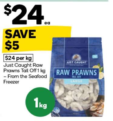 Just Caught Raw Prawns Tail Off 1 kg