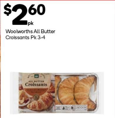 Woolworths All Butter Croissants Pk 3-4