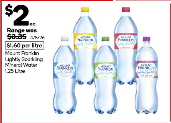 Mount Franklin Lightly Sparkling Mineral Water 1.25 Litre