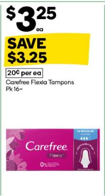 Carefree Flexia Tampons Pk 16~
