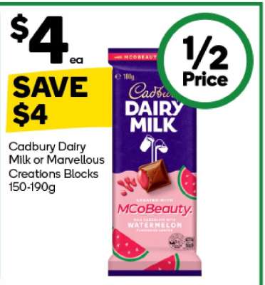 Cadbury Dairy Milk or Marvellous Creations Blocks 150-190g
