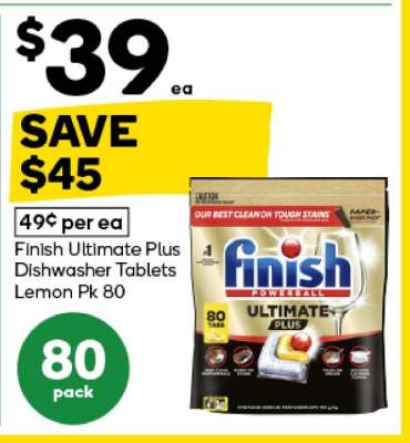 Finish Ultimate Plus Dishwasher Tablets Lemon Pk 80