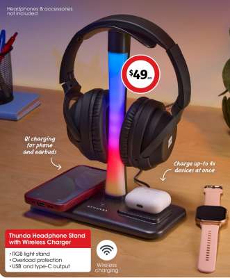 Thunda Headphone Stand with Wireless Charger