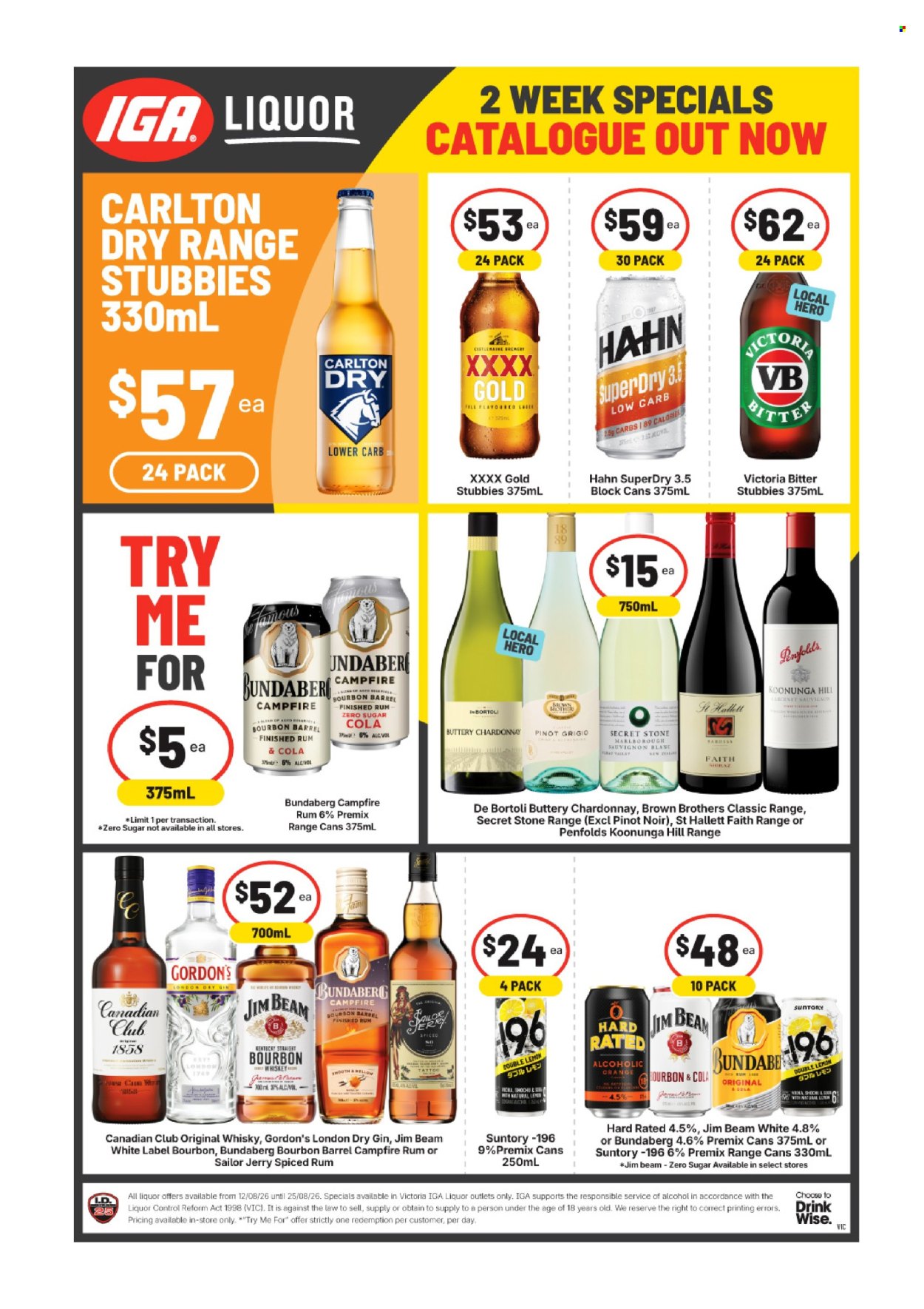 IGA LIQUOR catalogue - 12.8.2026 - 25.8.2026. Page 1