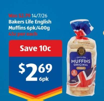 Bakers Life English Muffins 6pk/400g