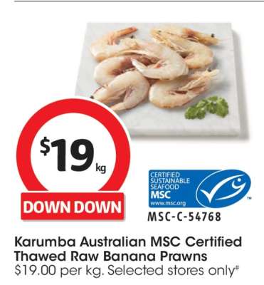 Karumba Australian MSC Certified Thawed Raw Banana Prawns