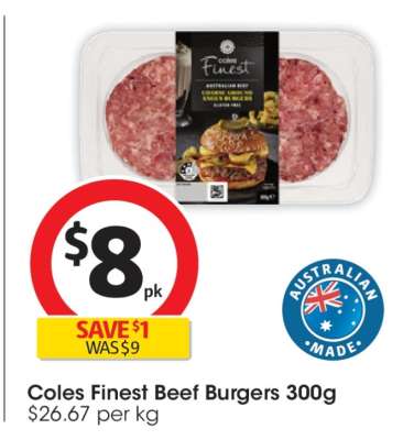 Coles Finest Beef Burgers 300g