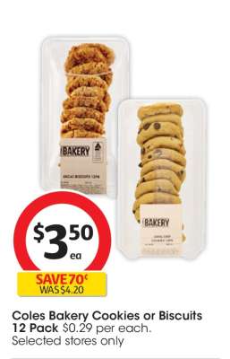 Coles Bakery Cookies or Biscuits 12 Pack