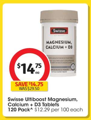 Swisse Ultiboost Magnesium, Calcium + D3 Tablets