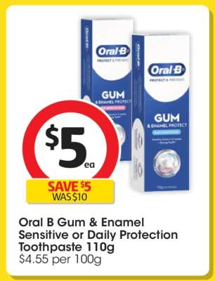 Oral B Gum & Enamel Sensitive or Daily Protection Toothpaste 110g