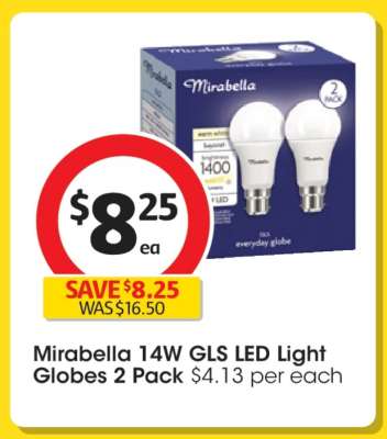 Mirabella 14W GLS LED Light Globes 2 Pack